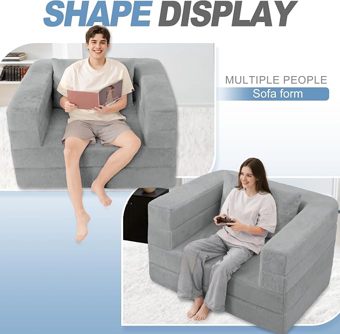 Futon Sofa Bed with Pillow, 3-in-1 Sleeper Sofa Bed with Removable Cover - Image 5