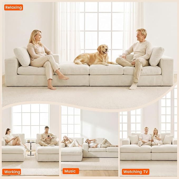 80.7" Oversized Double Chaise Lounge Chair Indoor, Cloud Boneless Sleeper Sofa - Image 8