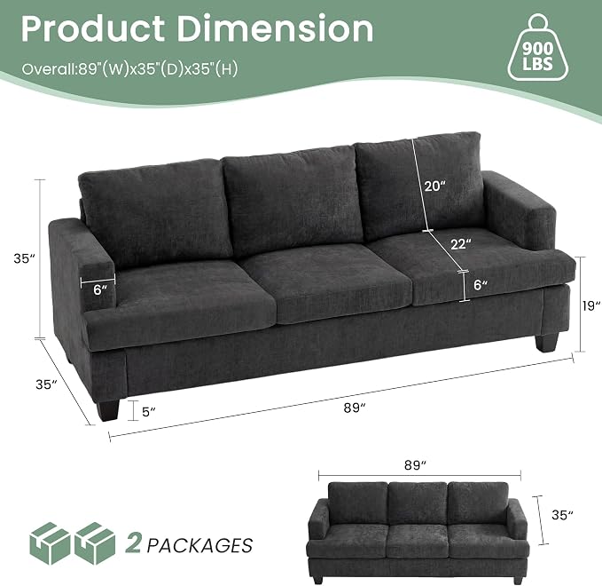 YOUDENOVA Sofa, Modern Comfy Couches - Image 2