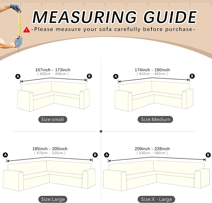 Arfntevss Stretch Sectional Couch Covers L Shaped Corner Sectional Sofa Cover - Image 7