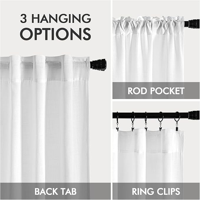 MIULEE White Linen Curtains 108 Inches Long 2 Panels - Image 3