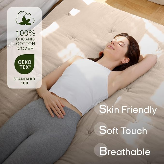 ZonLi Japanese Floor Futon Mattress Twin Size 75"x 39", 100% Cotton Cover 2.5'' - Image 2