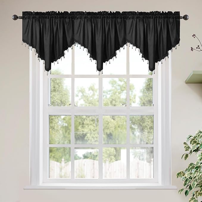 Molaxhome Swag Curtain 51 inch Length Rod Pocket Scalloped Curtain Valance by Molaxhome