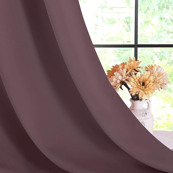 NICETOWN Blackout Curtains for Bedroom, Dry Rose, 42 W by 80 L, Thermal - Image 6
