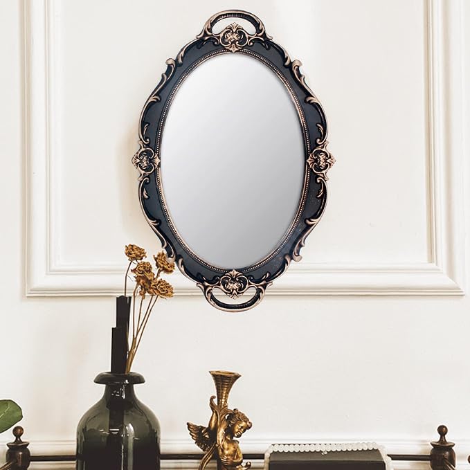 Eaoundm 14.5 x 10 inchs Smallest Oval Antique Decorative Wall Mirror Vintage - Image 2