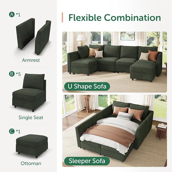 HONBAY Modular Sectional Sofa L Shaped Sectional Couch - Image 4