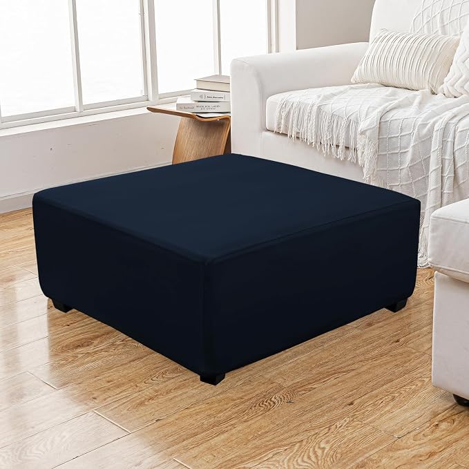 Super Stretch 40x40x15 inch Square Ottoman Cover- Soft Form Fit Ottoman Cover - Image 2