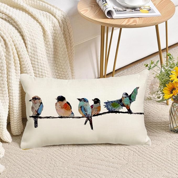 RABUSOFA Outdoor Pillow Covers Waterproof 12x20, Outdoor Bird Lumbar Throw - Image 5