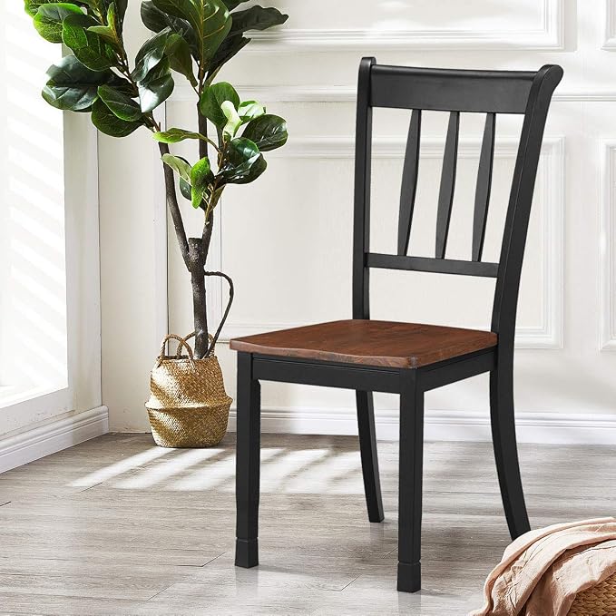 Giantex Wood Dining Chairs Set of 4, Armless Kitchen Chairs w/Solid Rubber Wood - Image 4