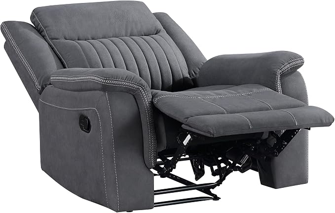 Lexicon Manual Recliner Chair, Polished Microfiber Reclining Sofa Chair - Image 8