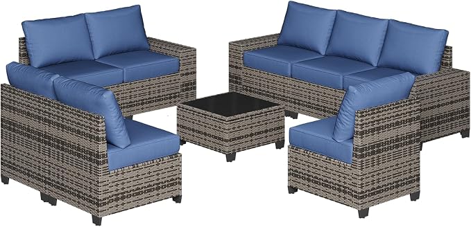 Aoxun Patio Furniture Set, Widen Armrests Wicker Outdoor Sectional - Image 9