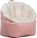 Big Joe Milano Bean Bag Chair for Kids, Oat Sherpa and Desert Rose, Vegan Suede by BigJoe