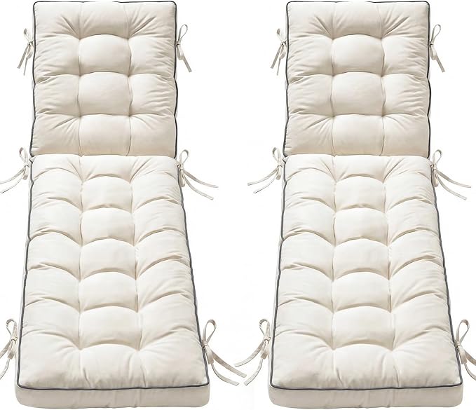 2 Pack 72x21 Inch Folding Chaise Lounge Cushion Quick Dry by AMCATON