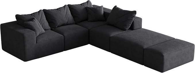 132" Modular Sectional Sleeper Sofa Couch, Modern Cloud Chenille Sectional Couch - Image 6