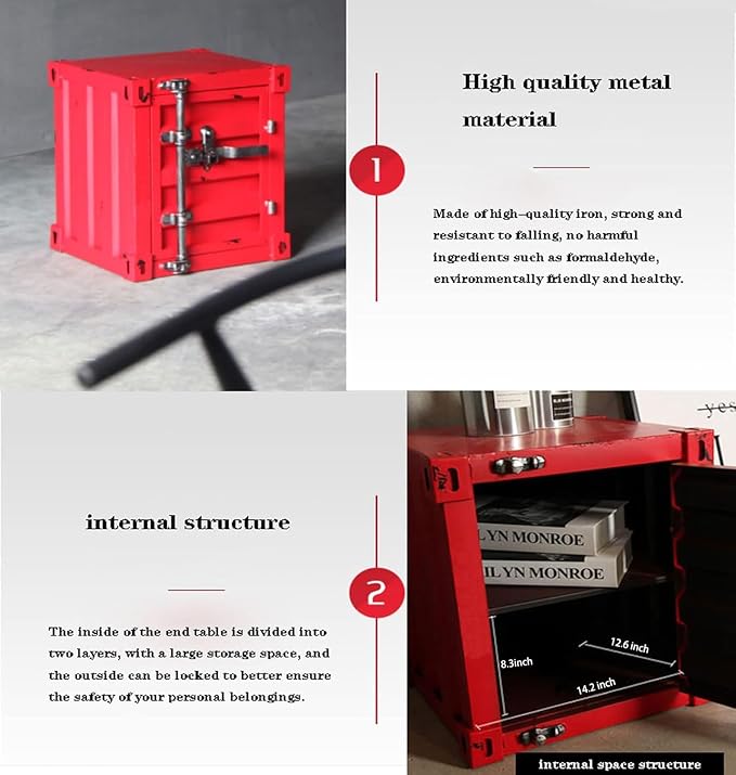 ZHAOYONGLI-End Tables Industrial Nightstand, Old - Image 6