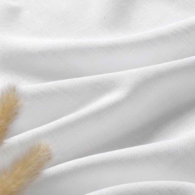 Nanspring White Linen Curtains 83 Inch Length 2 Panels Set - Image 5