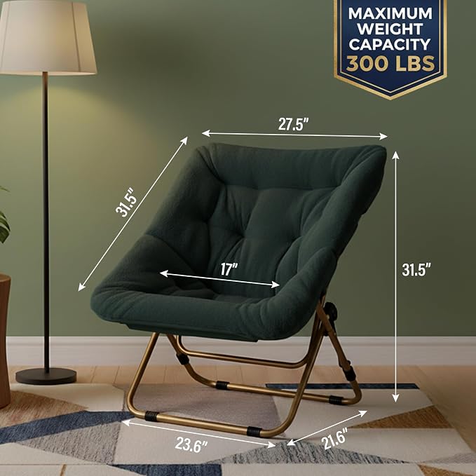 Tiita Comfy Folded Chair, Soft Faux Fur Oversized Folding Accent Chair - Image 3