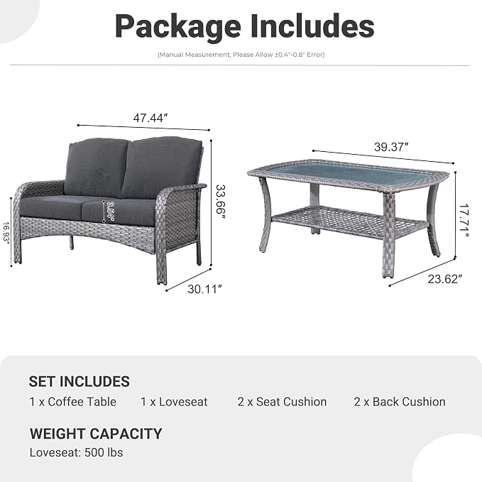 ovios 2-Piece Patio Furniture Set, Outdoor Wicker Sofa - Image 9