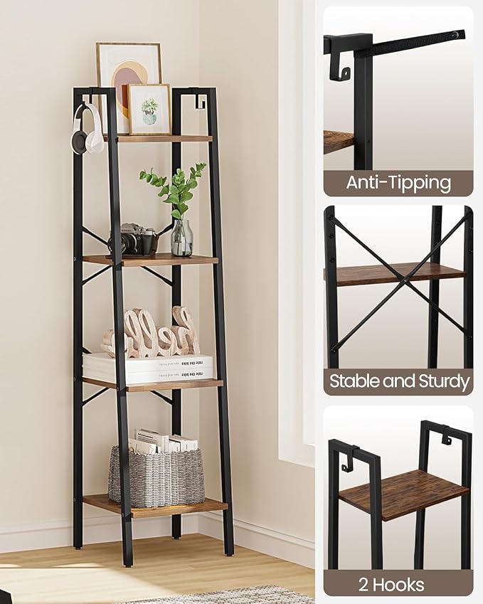 Hzuaneri Ladder Shelf, Bookshelf Bookcase, Freestanding Corner Storage Shelve - Image 6