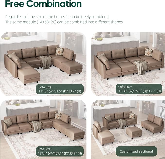 LLappuil Modular Sectional Sofa Middle Module Storage Seat - Image 6