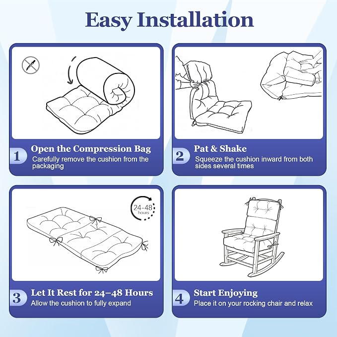 Rocking Chair Cushion, Waterproof and Fade-Resistant Adirondack Rocker Cushions - Image 8