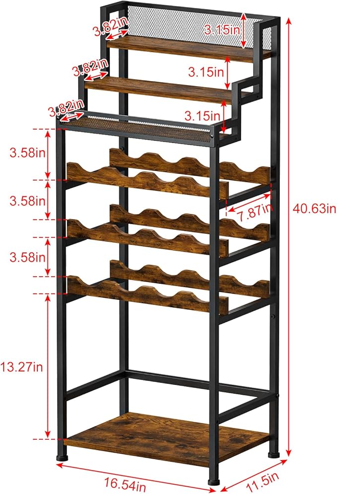 Tiered Wine Rack and Liquor Cabinet, Large Capacity Freestanding Floor Wine - Image 7