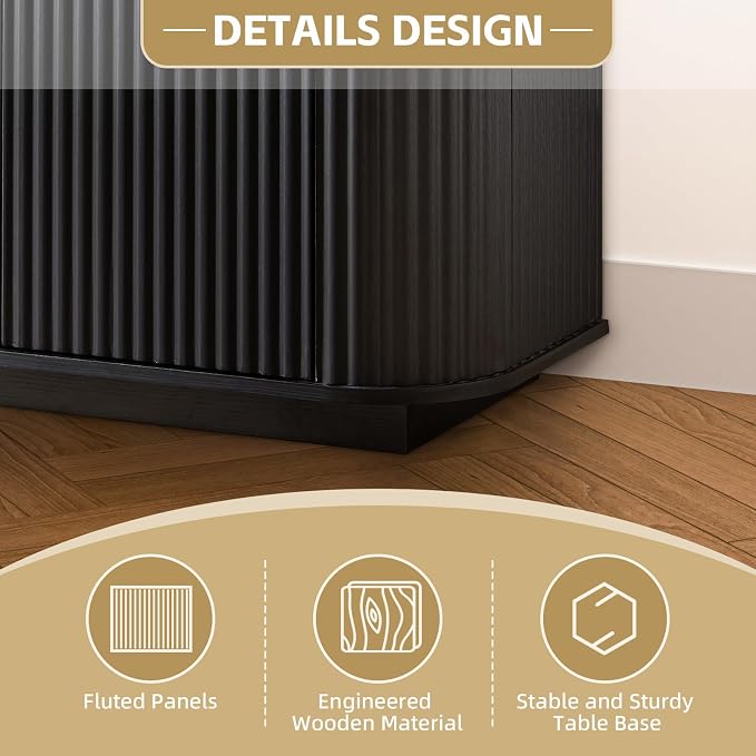 64'' Fluted TV Stand for TVs up to 75'', Modern Long Media Console - Image 4