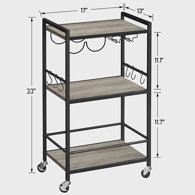 TUTOTAK Bar Cart, Home Bar Serving Cart, Microwave Cart, Drink Cart, Mobile - Image 6