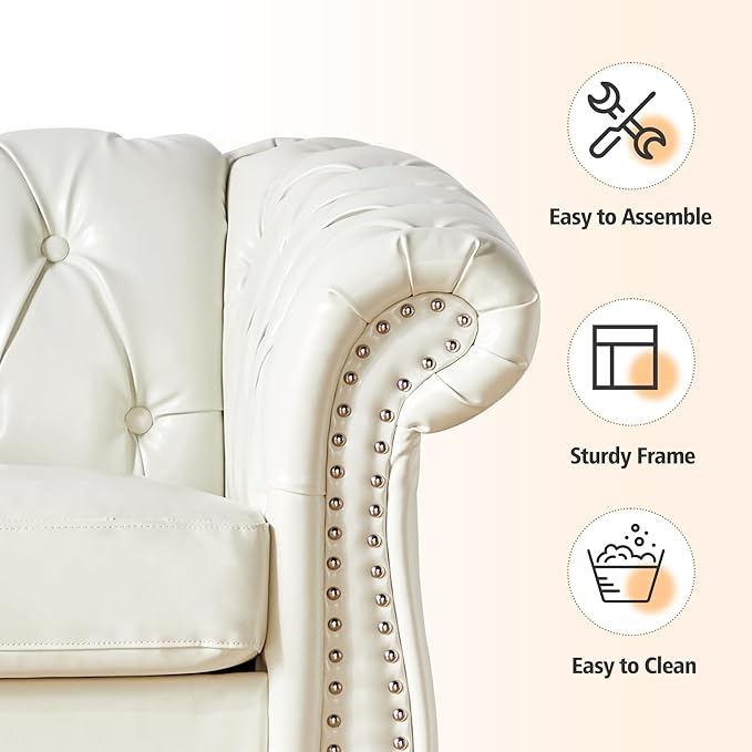 QHITTY 2 Piece Living Room Set, Sectional Chesterfield Sofa Chair Contemporary - Image 5
