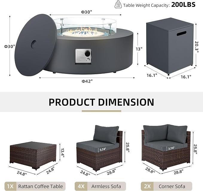 UPHA 9 Pieces Patio Furniture Sets, Wicker Outdoor Sectional Sofa Couch - Image 2
