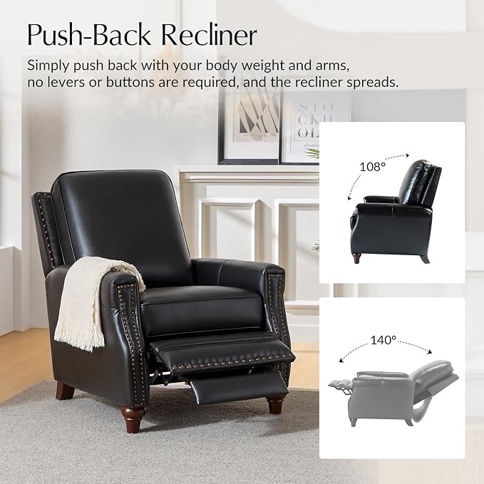 HULALA HOME Genuine Leather Manual Recliner Chairs Set of 2 - Image 3