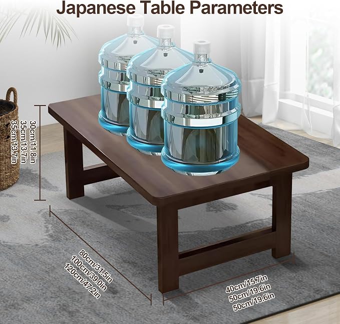 Japanese Floor Sitting Table, Folding Wood Tea Table Chabudai Japanese Coffee - Image 2