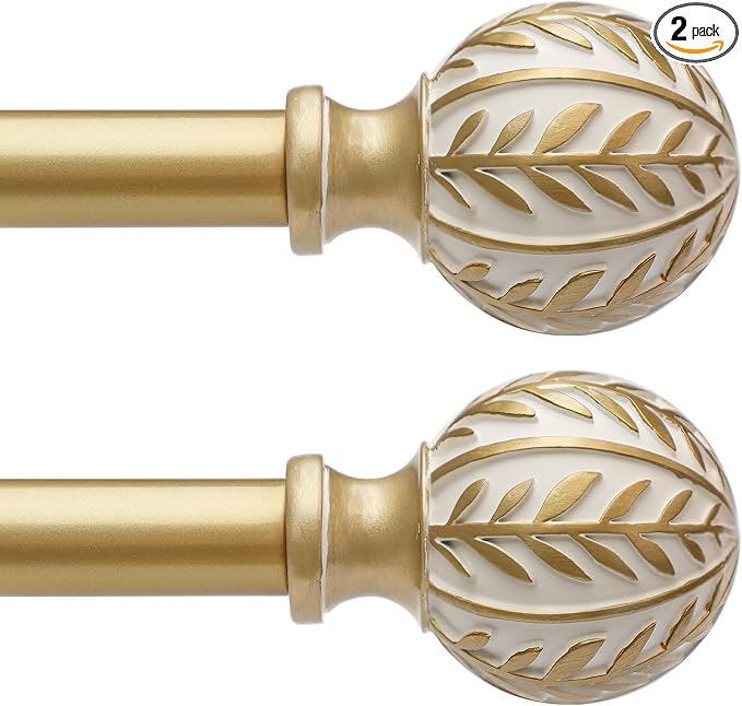 QDWIS 2 Pack Gold Curtain Rods for Windows 48 to 84 inch, Rustic Decorative by Unknown