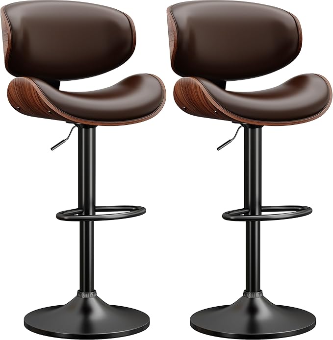 YaFiti Swivel Bar Stools Set of 2, Modern PU Leather Adjustable Counter Stool by YaFiti