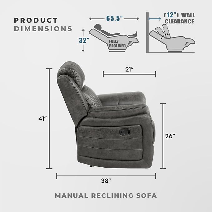 Lexicon 83.5" W Manual Double Reclining Sofa, Polished Microfiber Recliner Sofa - Image 2