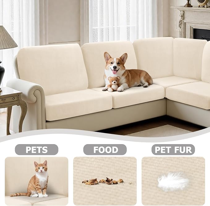 Arfntevss Velvet Sectional Couch Covers L Shape Couch Cushion Covers Slipcovers - Image 6
