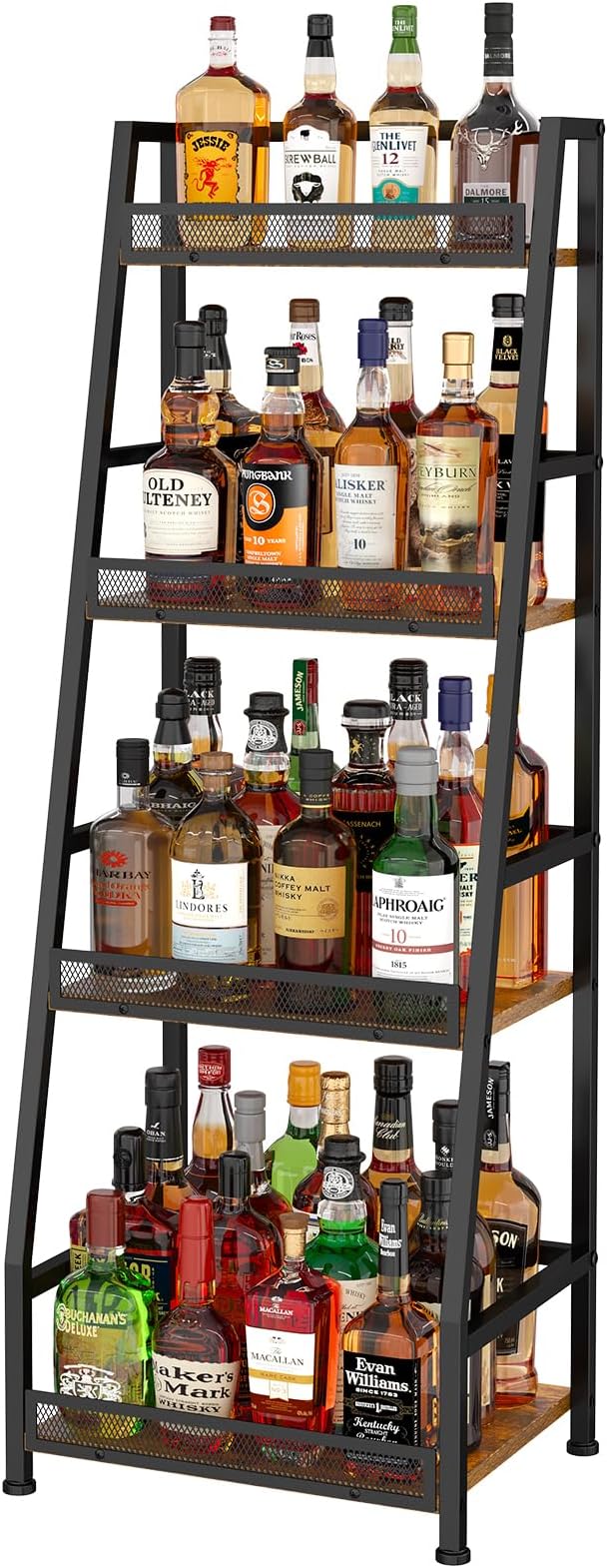 4-Tier Trapezoid Liquor Stand for Home Bar, Stepped Wine Rack Freestanding by Hayexiha