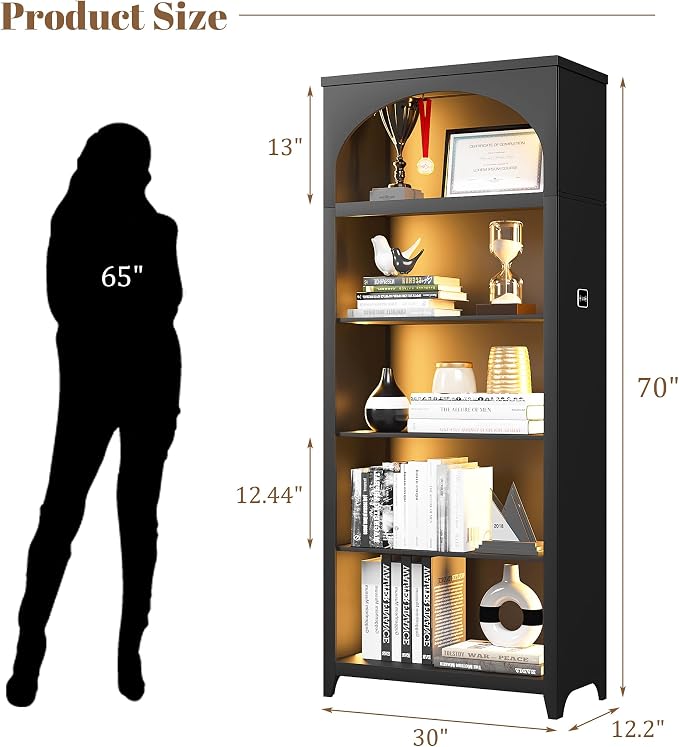 Dystler 5-Tier Arched Bookshelf - Image 2