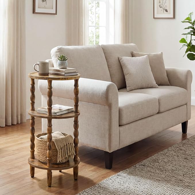 HOOBRO Round Side Table for Small Space, 3-Tier Small Round End Table - Image 2