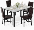 Hooseng Dining Table Set for 4, Faux Marble Small Kitchen Table Chairs Set of 4 by Hooseng