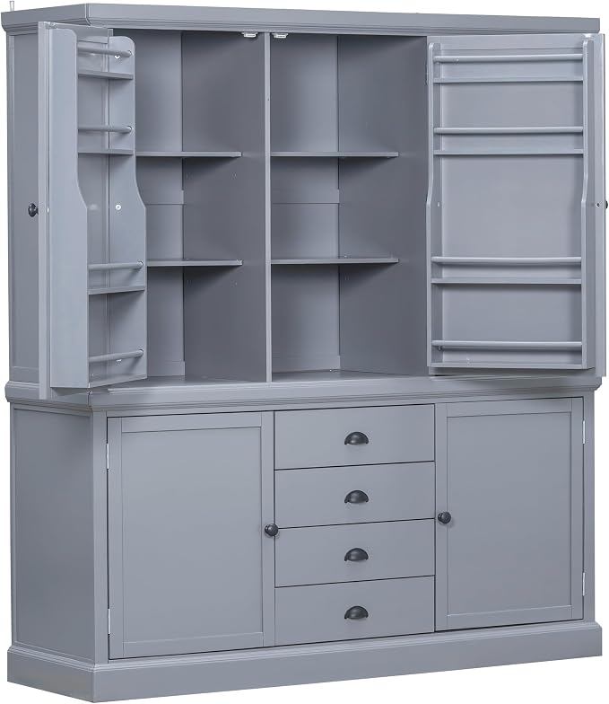 VilroCaz Freestanding Large Kitchen Pantry, Wooden Kitchen Organizers and - Image 6