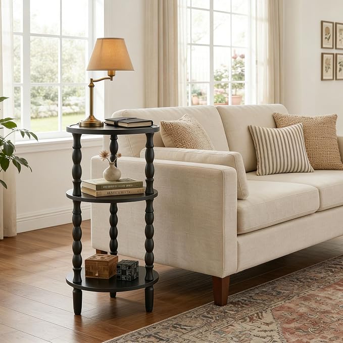 HOOBRO Round Side Table for Small Space, 3-Tier Small Round End Table - Image 2