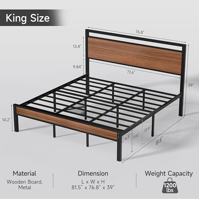 Z-hom King Metal Bed Frame - Image 2