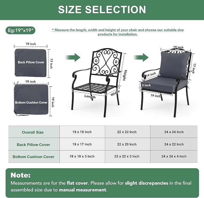 Summsun Patio Chair Cushions, Water Resistant Backrest Pillow and Seat Cushion - Image 7
