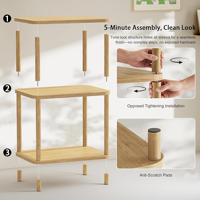 Bamboo End Table, Side Table for Small Space - Image 6