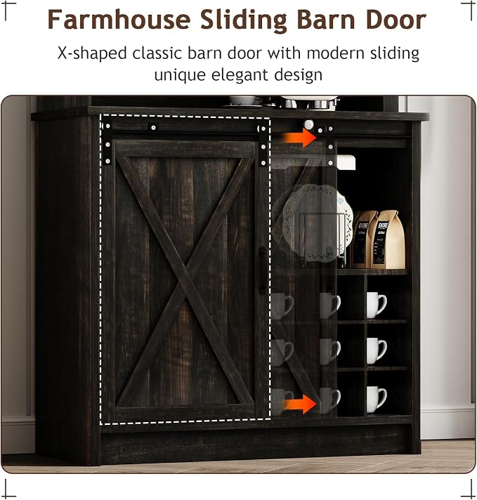 4ever2buy Farmhouse Coffee Bar Cabinet - Image 4