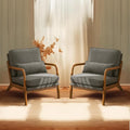 Bonnlo Linen Dark Grey Accent Chairs Set of 2, Upholstered Mid Century Modern by Bonnlo