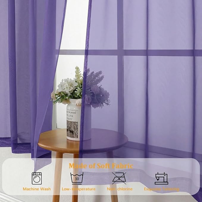 Gwine Sheer Curtains for Living Room 45 inch Length - Image 8