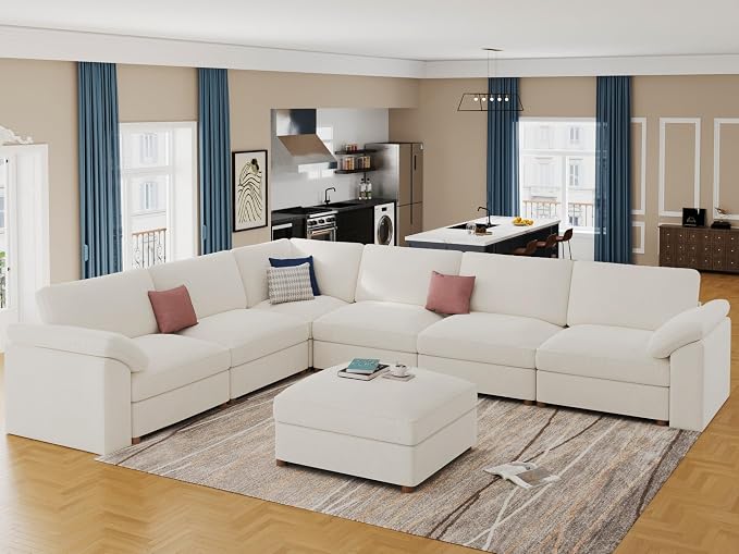 EASE MOOSE Sectional Modular Sofa, Luxury FSC Certified Chenille Comfty Deep by EASEMOOSE