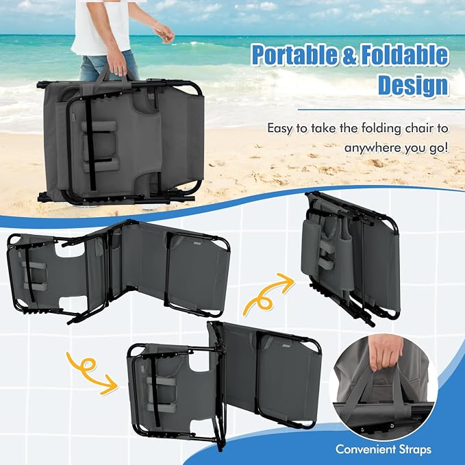 Goplus Tanning Chair, Folding Adjustable Patio Lounge Chair - Image 6